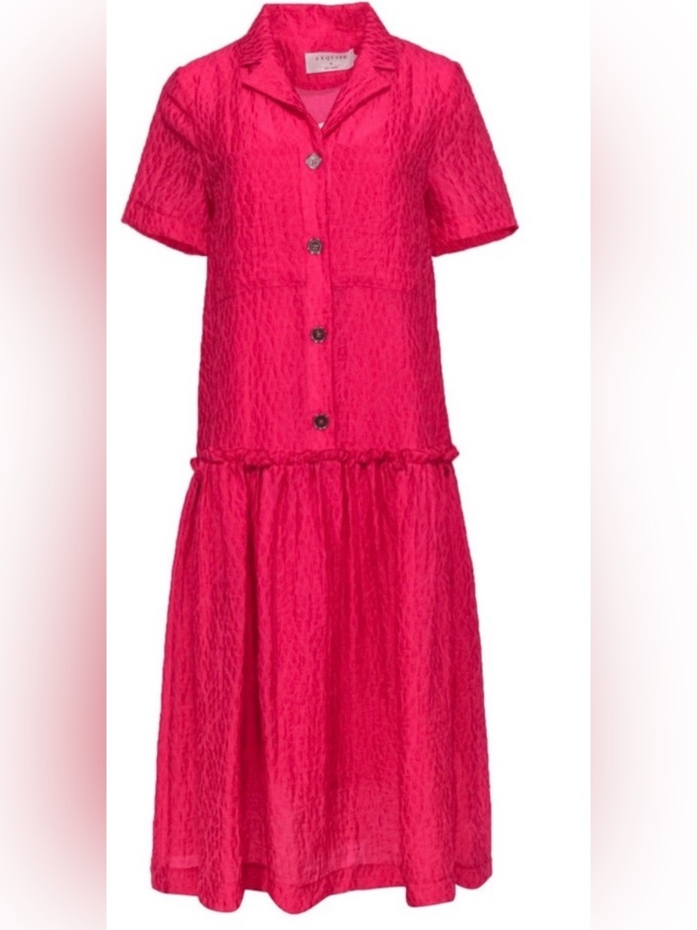 Anthropologie Fuchsia Button-Front Shirt Dress by EXQUISE